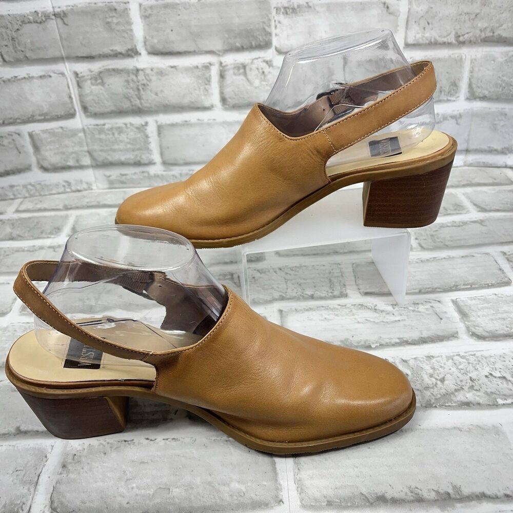 Westies Women's Size 9.5 Brown Tan Leather Vintage Block Heel Mule Clogs - Picture 2 of 13